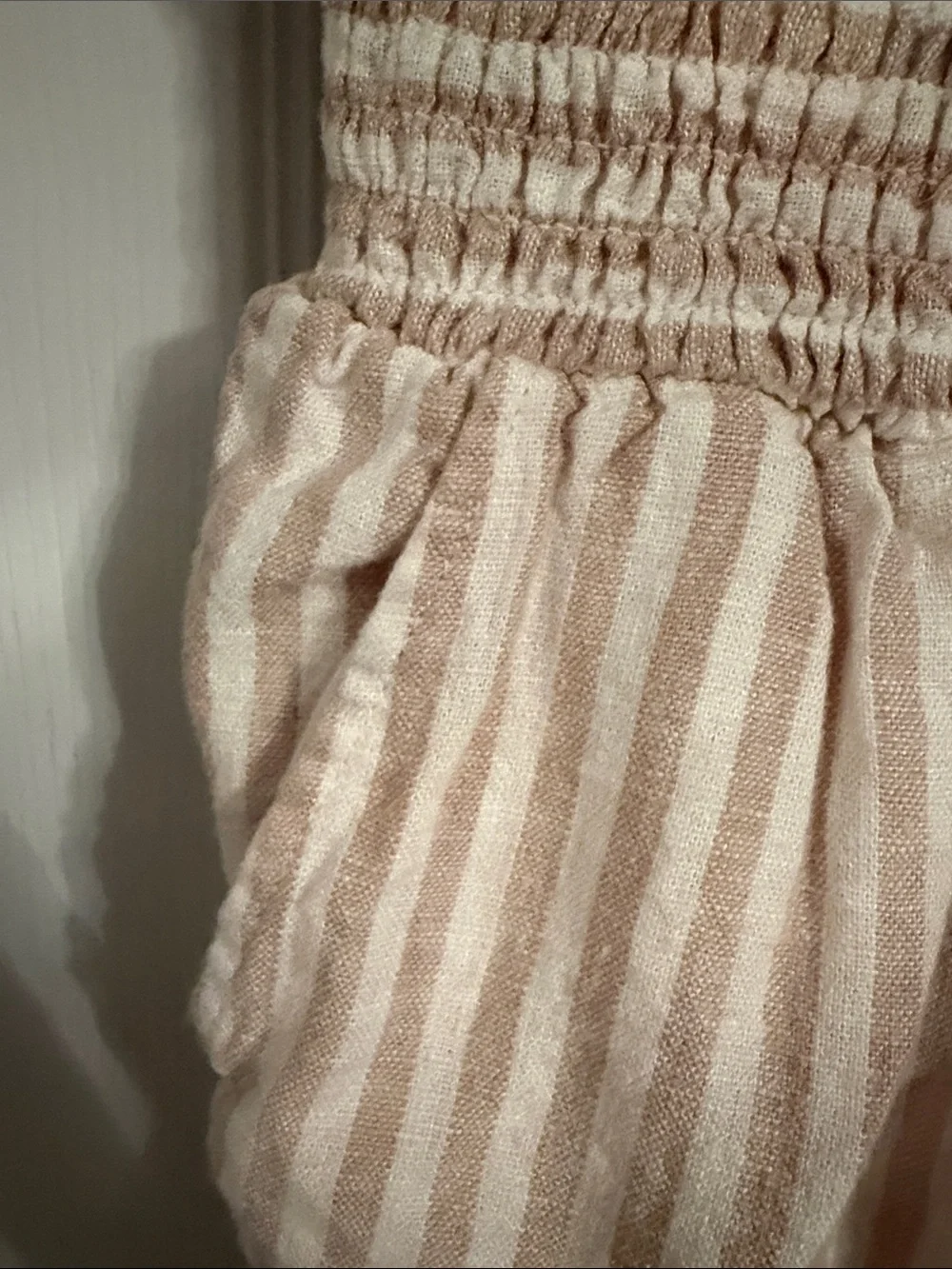 a new day Cream and Light Pink Striped Tie-Shoulder Jumpsuit